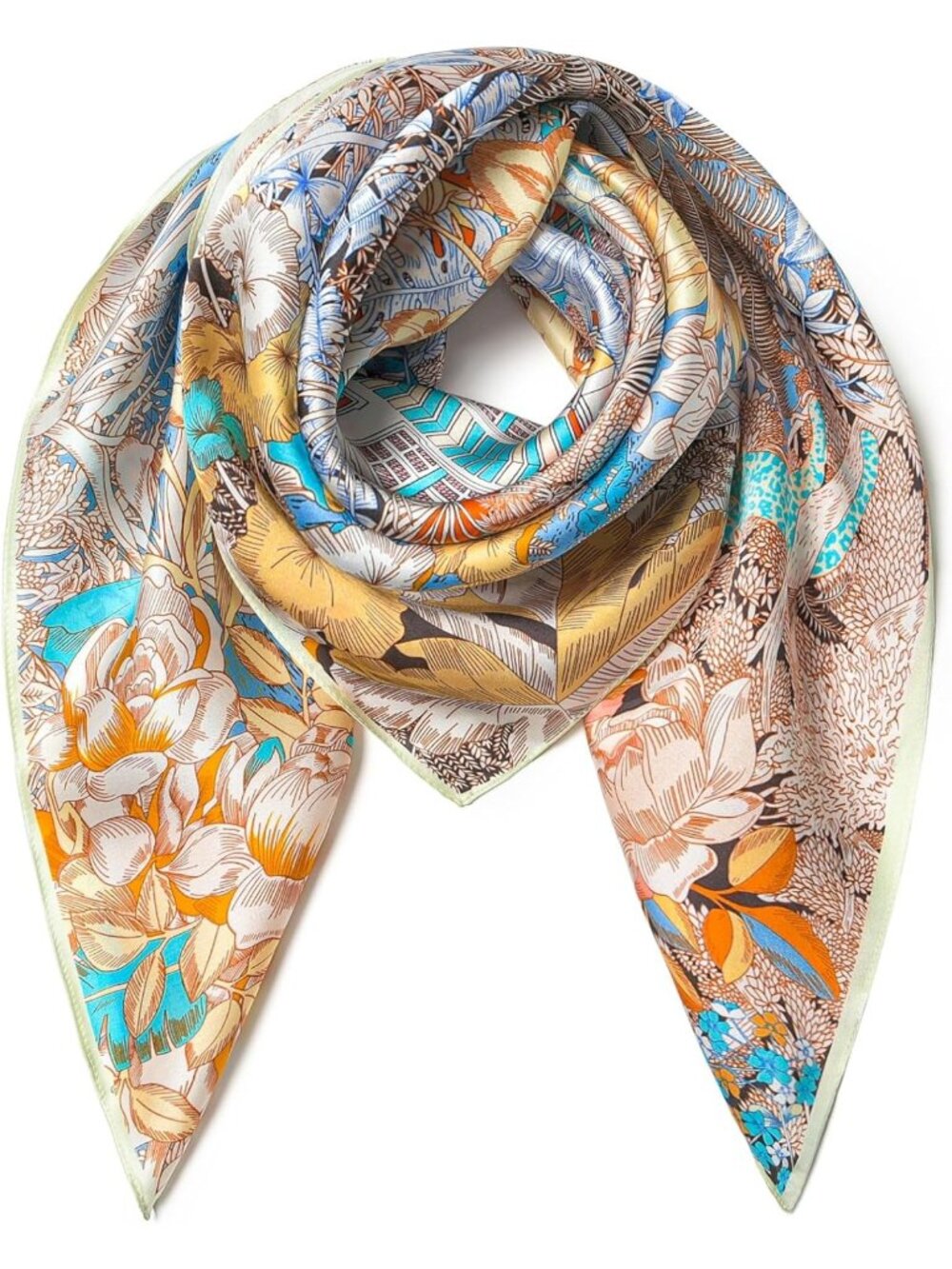 Luxurious 100% Mulberry Silk Scarf - 35" Square Lightweight Headscarf